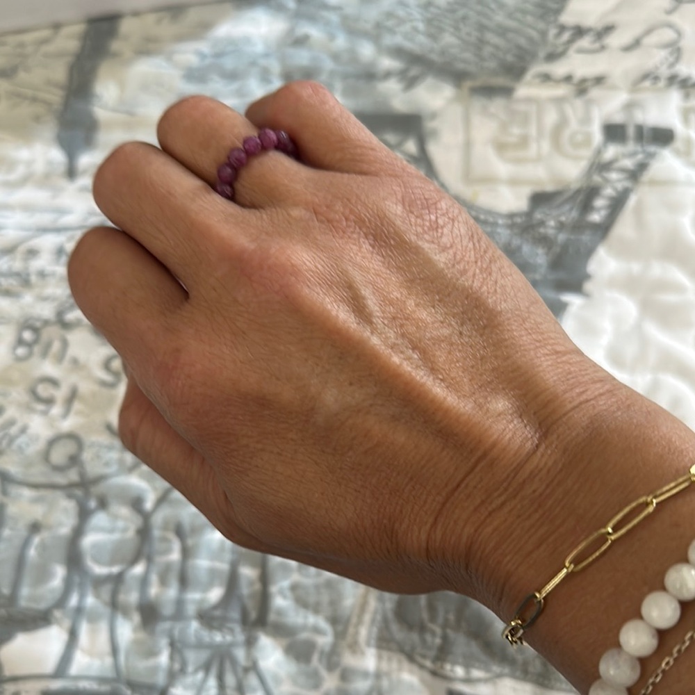 Natural Ruby Gemstone Beaded Ring - image 2